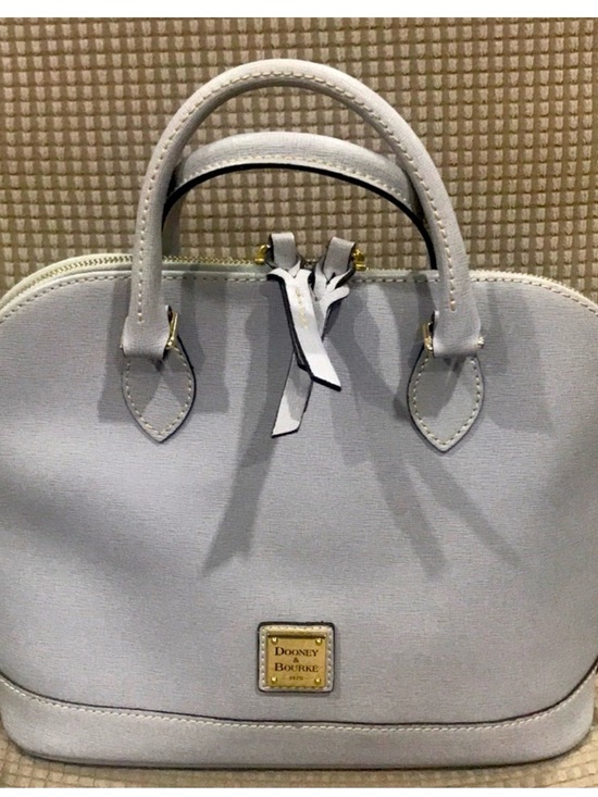 Dooney & Bourke Handbags - Dooney & Bourke Light Gray Dome Satchel with Gold Hardware